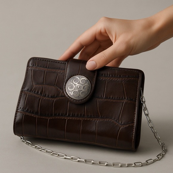 Brighton Handbags - BRIGHTON SHEBA Rare Crocodile Petite MINI ORGANIZER Wallet Purse CrossBody BAG
